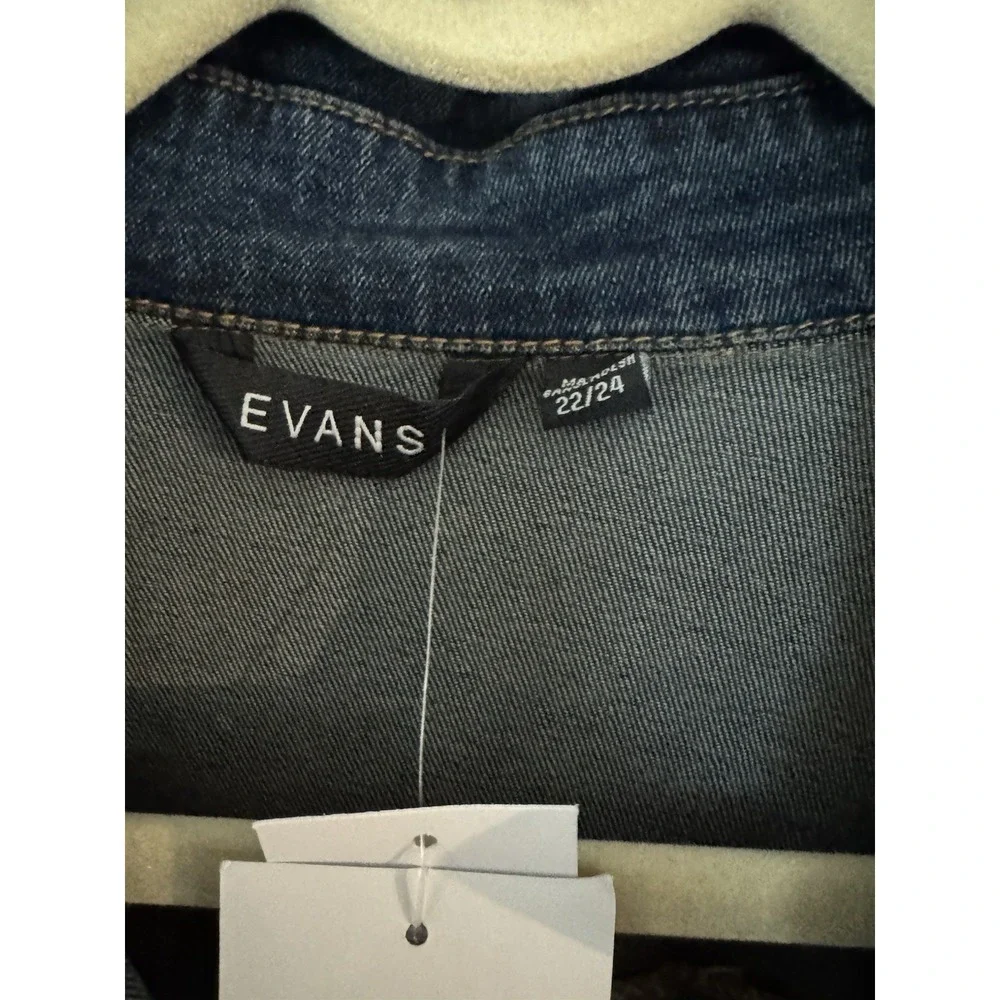 Evan's Women's Blue Denim Medium Wash Button Up Jean Jacket Plus Size 22/24 NWT - Picture 2 of 4